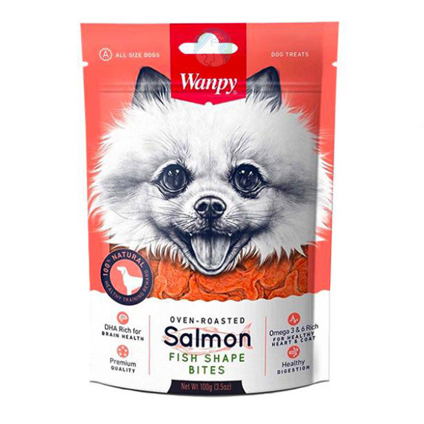تشویقی سگ تکه های سالمون و پوست ماهی Wanpy